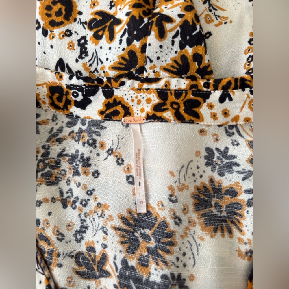 Free People Tough Love Shirt Dress Floral Midi Bohemian Floral Sz12 - Picture 12 of 16